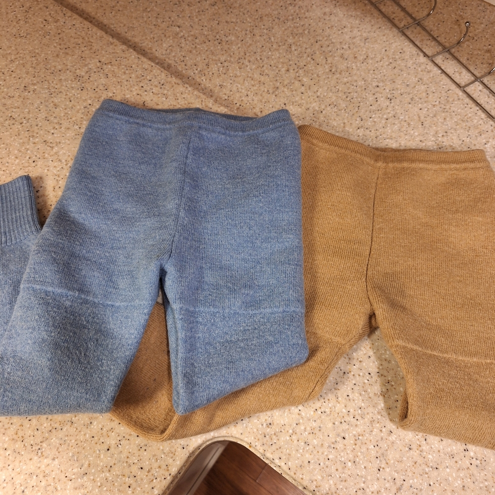 Pair Of Sloomb Cozy Kids' Knit Bottoms - Blue and Tan